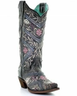 Corral Women's Floral Embroidery & Rhinestones Western Boots - Snip Toe