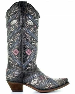Alternative view of Corral Women's Floral Embroidery & Rhinestones Western Boots - Snip Toe