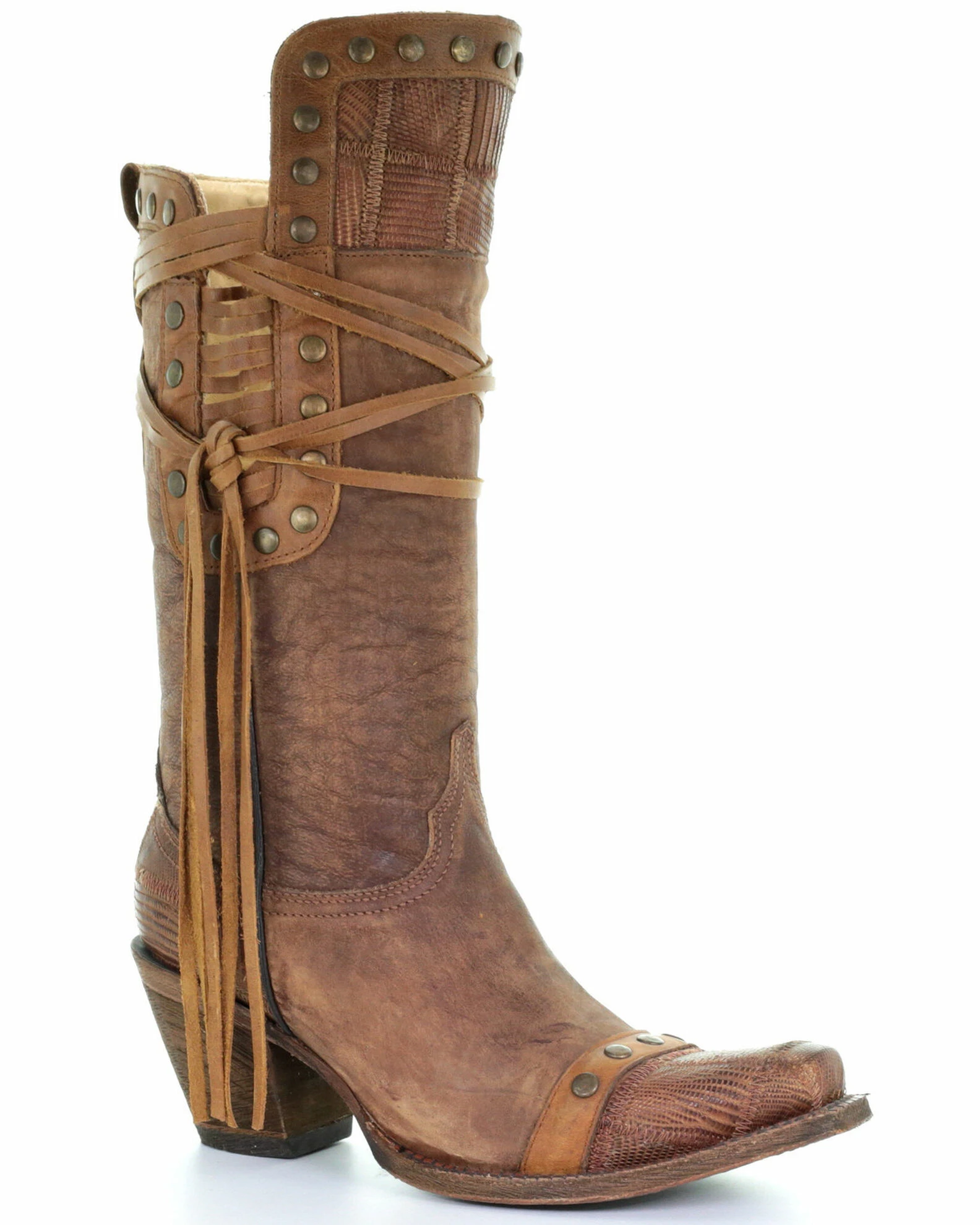 Corral Women's Vintage Gold Studded Western Boots - Snip Toe 3 Corral Women's Vintage Gold Studded Western Boots - Snip Toe
