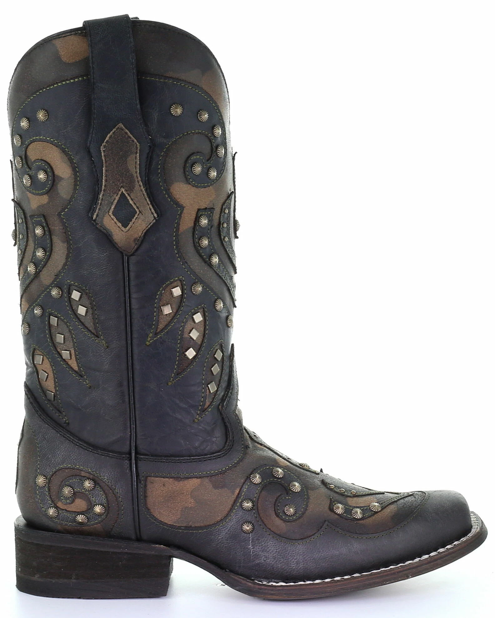 Corral Women's Camo Inlay With Studs Western Boots - Square Toe Black 4 Corral Women's Camo Inlay With Studs Western Boots - Square Toe Black - Image 2