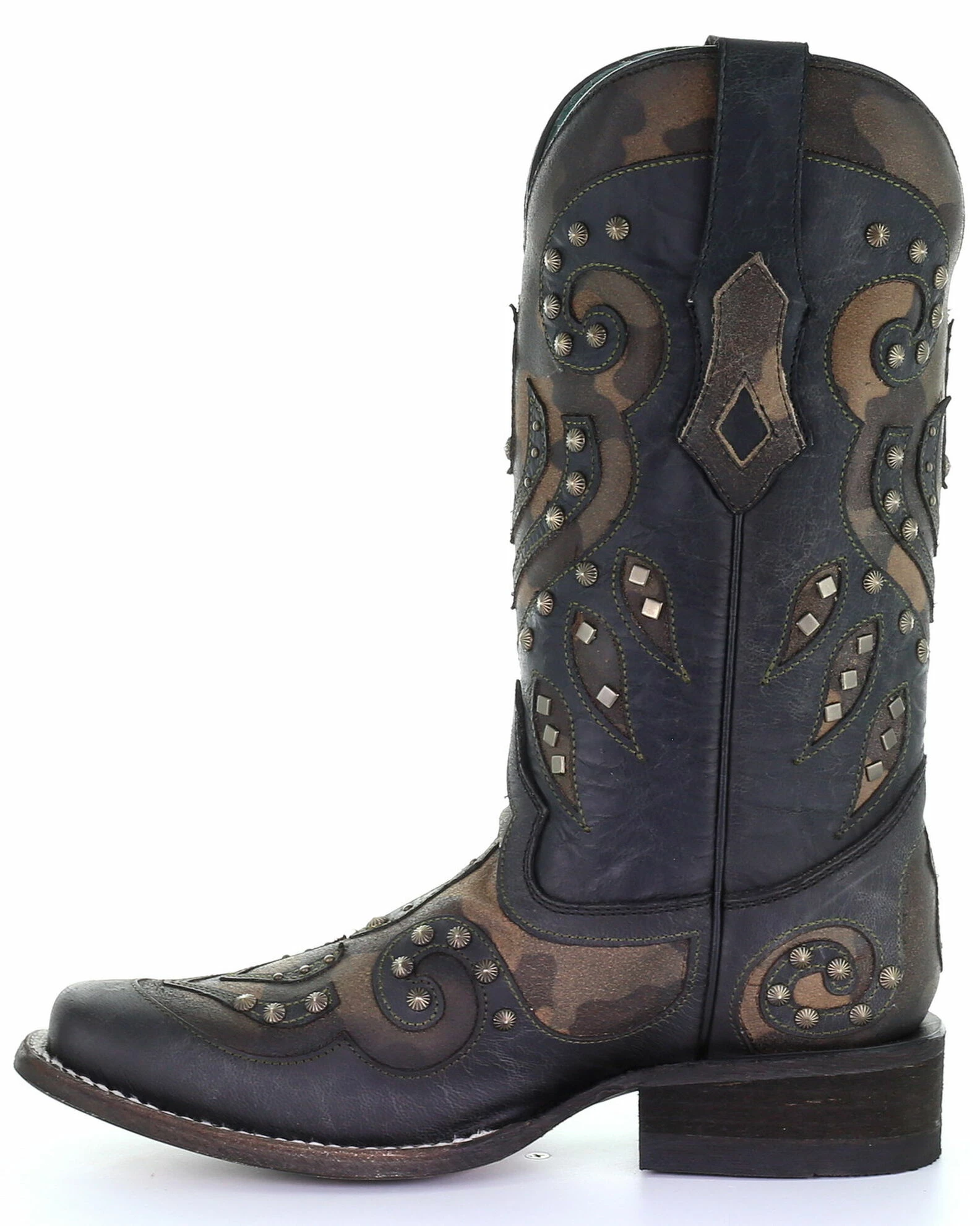 Corral Women's Camo Inlay With Studs Western Boots - Square Toe Black 5 Corral Women's Camo Inlay With Studs Western Boots - Square Toe Black - Image 3