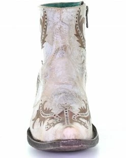 Corral Women's Lazer Ankle Fashion Booties - Snip Toe White -Corral Boots Shop 2000293469 100 P5