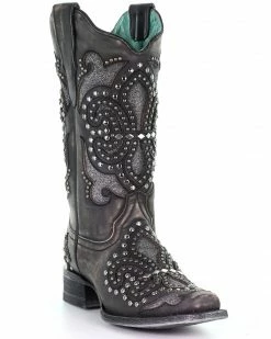 Corral Women's Black Inlay Western Boots - Square Toe -Corral Boots Shop 2000293470 001 P1 1