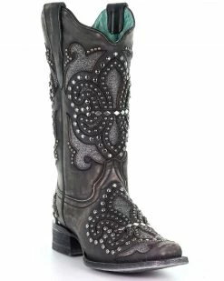 Corral Women's Black Inlay Western Boots - Square Toe
