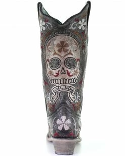 Corral Women's Sugar Skull Embroidery Western Boots - SnipToe Black -Corral Boots Shop 2000293472 001 P4