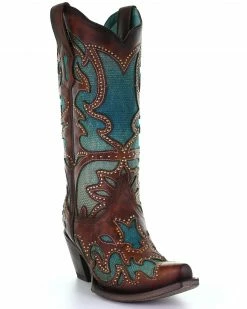 Corral Women's Turquoise Overlay Western Boots - Snip Toe