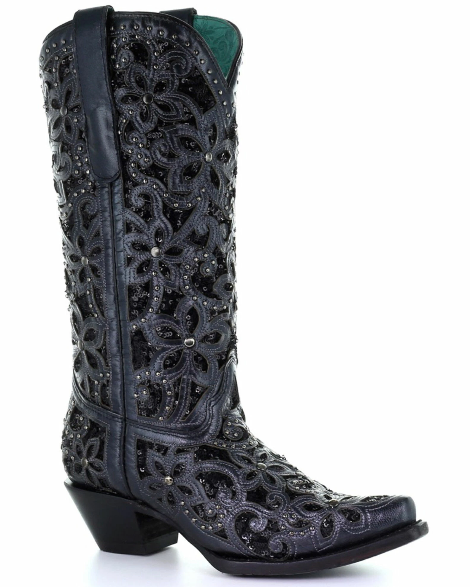 Corral Women's Black Inlay Embroidery Western Boots - Snip Toe 3 Corral Women's Black Inlay Embroidery Western Boots - Snip Toe