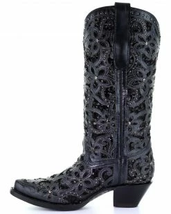 Corral Women's Black Inlay Embroidery Western Boots - Snip Toe 10 Corral Women's Black Inlay Embroidery Western Boots - Snip Toe -Corral Boots Shop 2000315365 001 P3