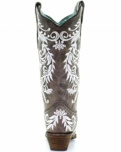 Corral Women's Glow White Embroidered Western Boots - Snip Toe Brown -Corral Boots Shop 2000315366 200 P4