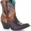 Corral Women's Brown Embroidery Western Booties - Round Toe -Corral Boots Shop 2000322564 200 P1