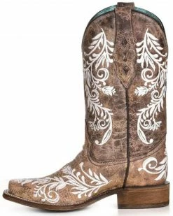 Corral Women's White Embroidery Glow Western Boots - Square Toe -Corral Boots Shop 2000332729 200 P3