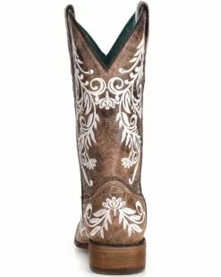 Corral Women's White Embroidery Glow Western Boots - Square Toe -Corral Boots Shop 2000332729 200 P5