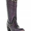 Corral Women's Distressed Wine Zipper & Studs Western Boots - Round Toe -Corral Boots Shop 2000333244 646 P1