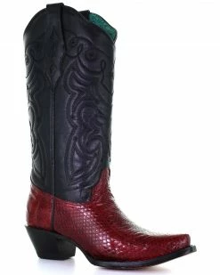 Corral Women's Black Exotic Snake Skin Western Boots - Snip Toe