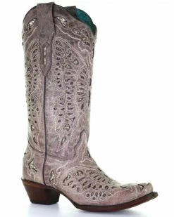 Corral Women's Butterfly Glitter Western Boots - Snip Toe