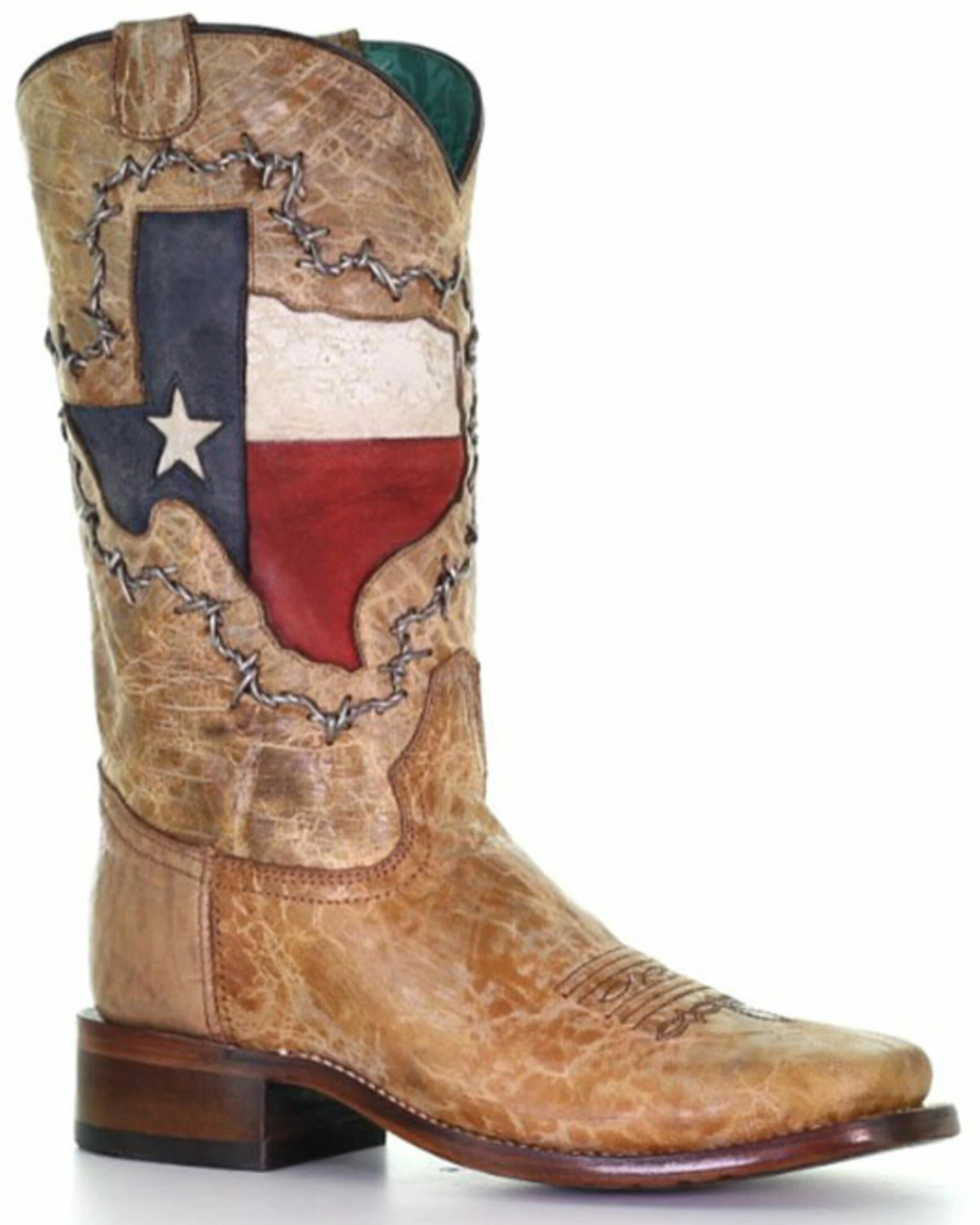 Corral Women's Texas Flag Shaft Western Boots - Wide Square Toe 3 Corral Women's Texas Flag Shaft Western Boots - Wide Square Toe