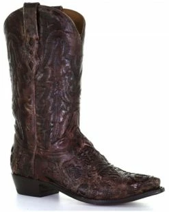 Corral Men's Brown Exotic Alligator Inlay Western Boots - Broad Square Toe