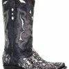 Corral Men's Exotic Python Skin Inlay Western Boots - Snip Toe Black/white -Corral Boots Shop 2000345254 944 P1