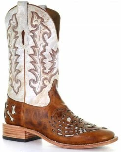 Corral Men's Bone Inlay Western Boots - Broad Square Toe Brown