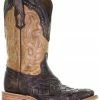 Corral Men's Honey Embroidered Western Boots - Broad Square Toe Brown