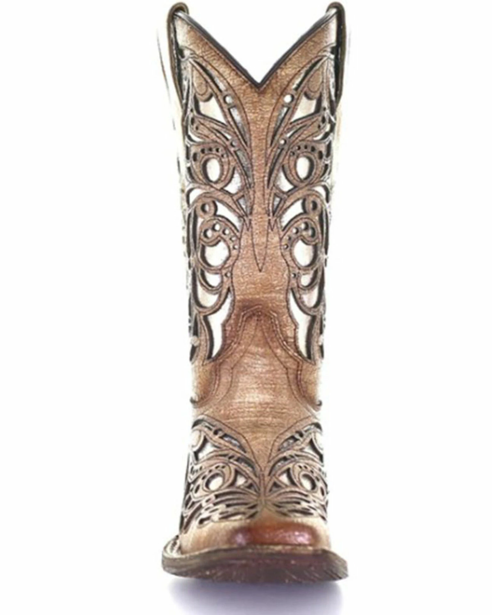Corral Girls' Beige Shiny Inlay Western Boots - Wide Square Toe Tan 6 Corral Girls' Beige Shiny Inlay Western Boots - Wide Square Toe Tan - Image 4