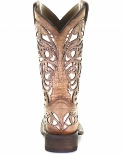 Corral Girls' Beige Shiny Inlay Western Boots - Wide Square Toe Tan 12 Corral Girls' Beige Shiny Inlay Western Boots - Wide Square Toe Tan -Corral Boots Shop 2000345519 280 P5
