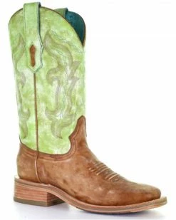 Corral Women's Sand Green Embroidery Western Boots - Wide Square Toe