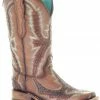 Corral Women's Tan Embroidery & Studs Western Boots - Square Toe -Corral Boots Shop 2000348431 280 P1