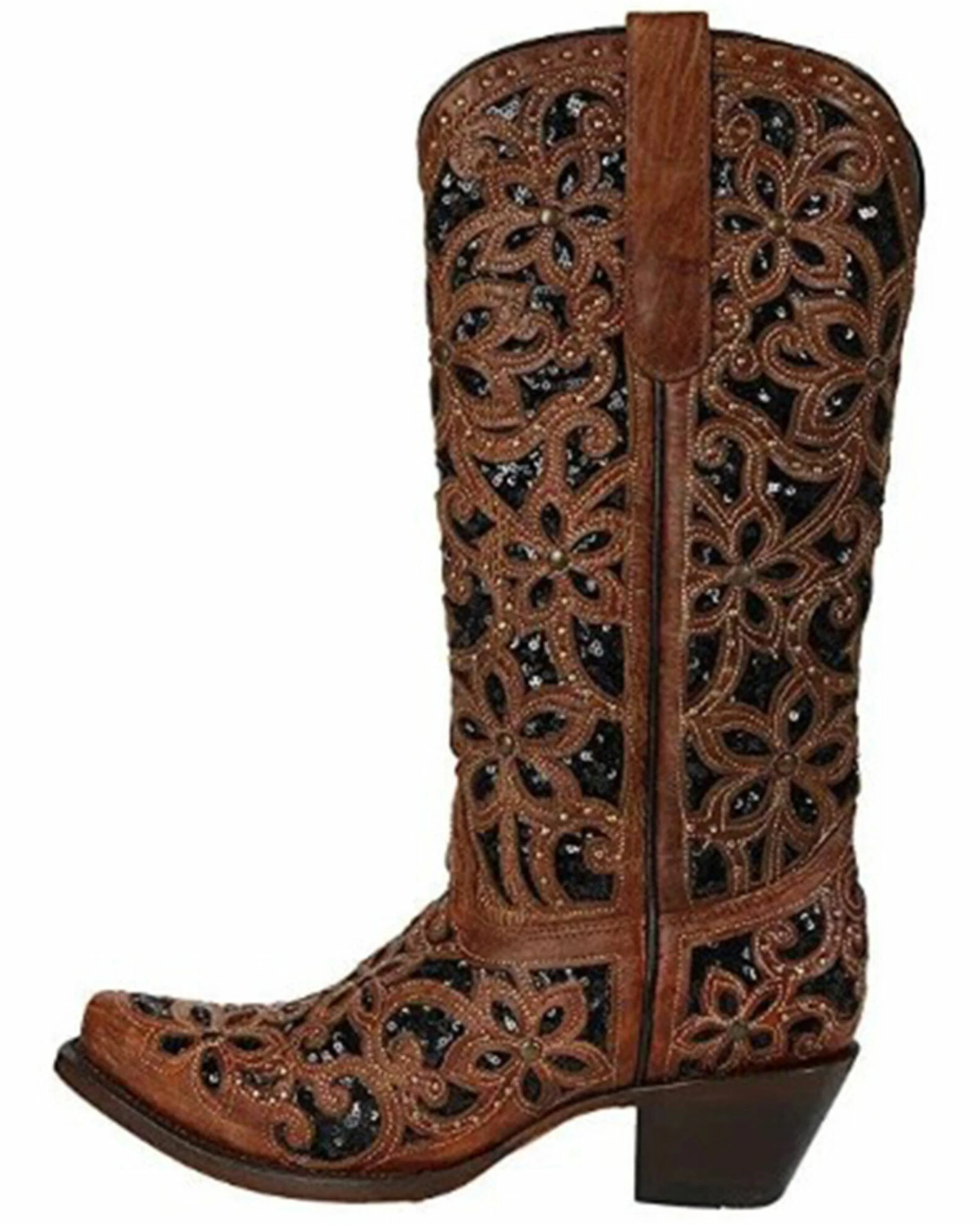 Corral Women's Black Inlay Western Boots - Snip Toe Black/tan 4 Corral Women's Black Inlay Western Boots - Snip Toe Black/tan - Image 2