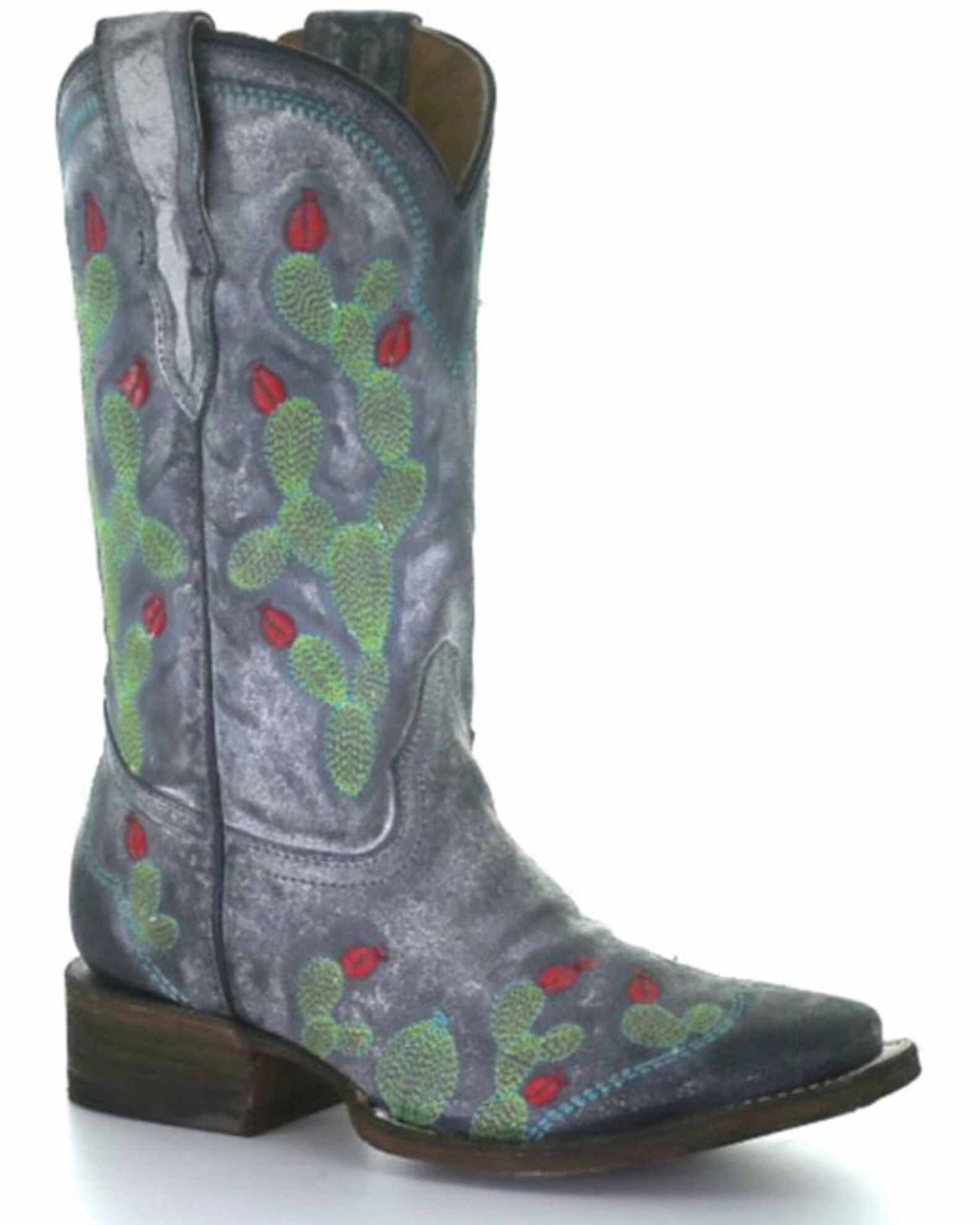 Corral Girls' Black Nopal Embroidery Western Boots - Square Toe 3 Corral Girls' Black Nopal Embroidery Western Boots - Square Toe