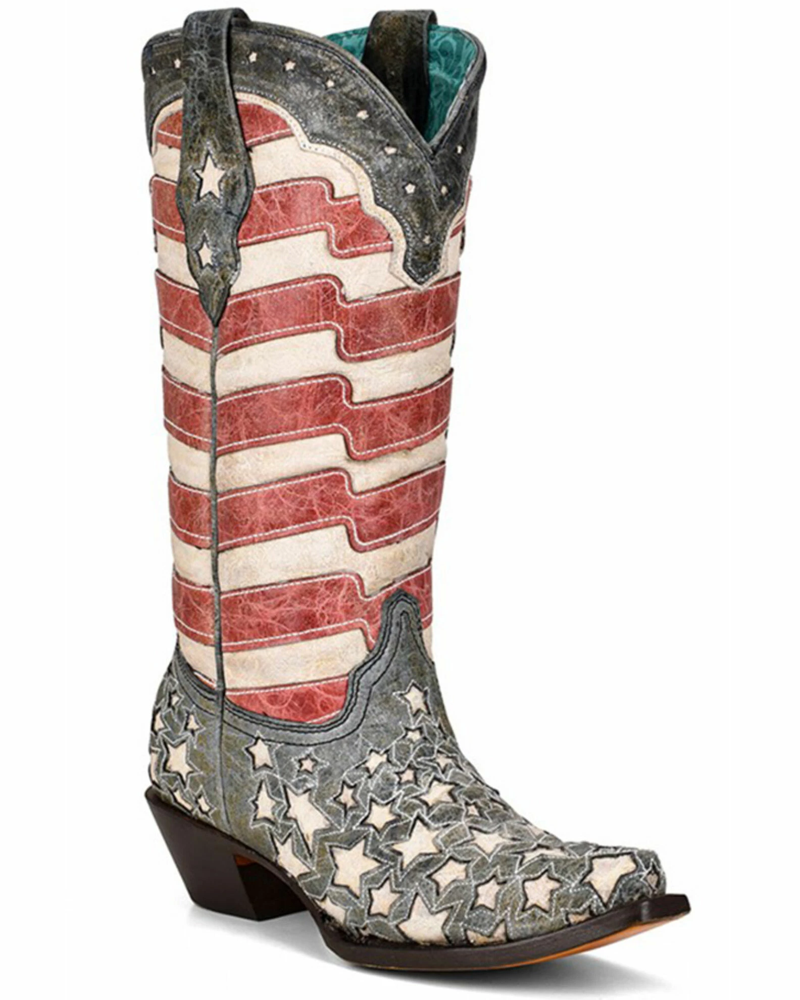 Corral Women's Blue Jeans Stars & Stripes Western Boots - Snip Toe 3 Corral Women's Blue Jeans Stars & Stripes Western Boots - Snip Toe