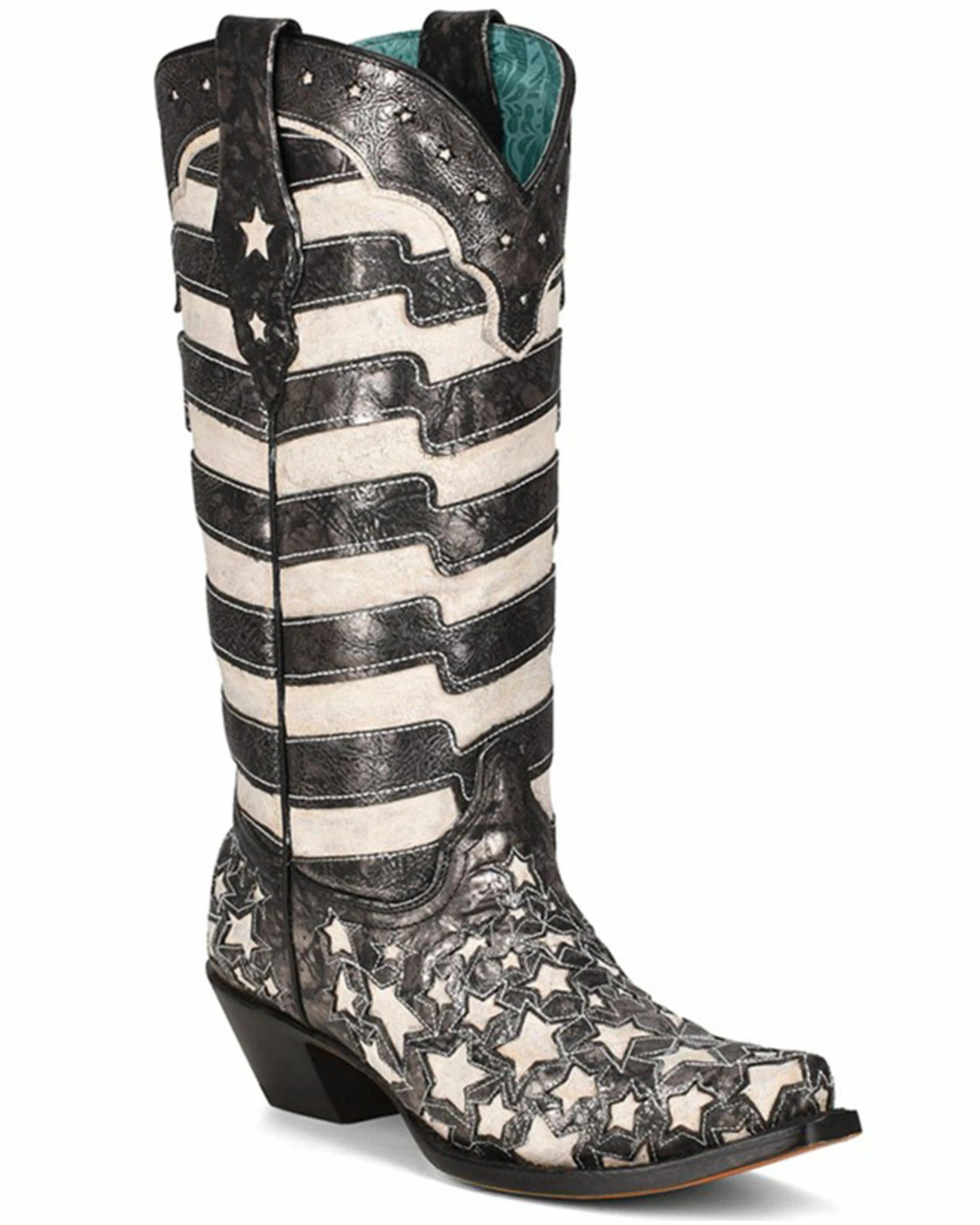 Corral Women's Black Stars And Stripes Glow In The Dark Western Boots - Snip Toe 3 Corral Women's Black Stars And Stripes Glow In The Dark Western Boots - Snip Toe