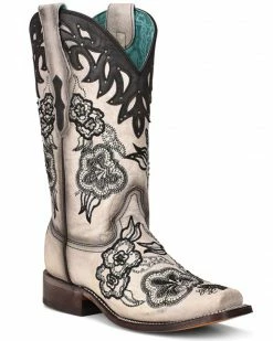 Corral Women's White Overlay Western Boots - Square Toe Cream/black -Corral Boots Shop 2000351153 922 P1 1