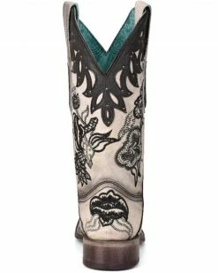 Corral Women's White Overlay Western Boots - Square Toe Cream/black -Corral Boots Shop 2000351153 922 P4