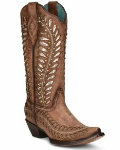 Corral Women's Tan Inlay Western Boots - Pointed Toe
