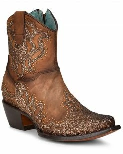 Corral Women's Shedron Laser Western Booties - Pointed Toe  Brown