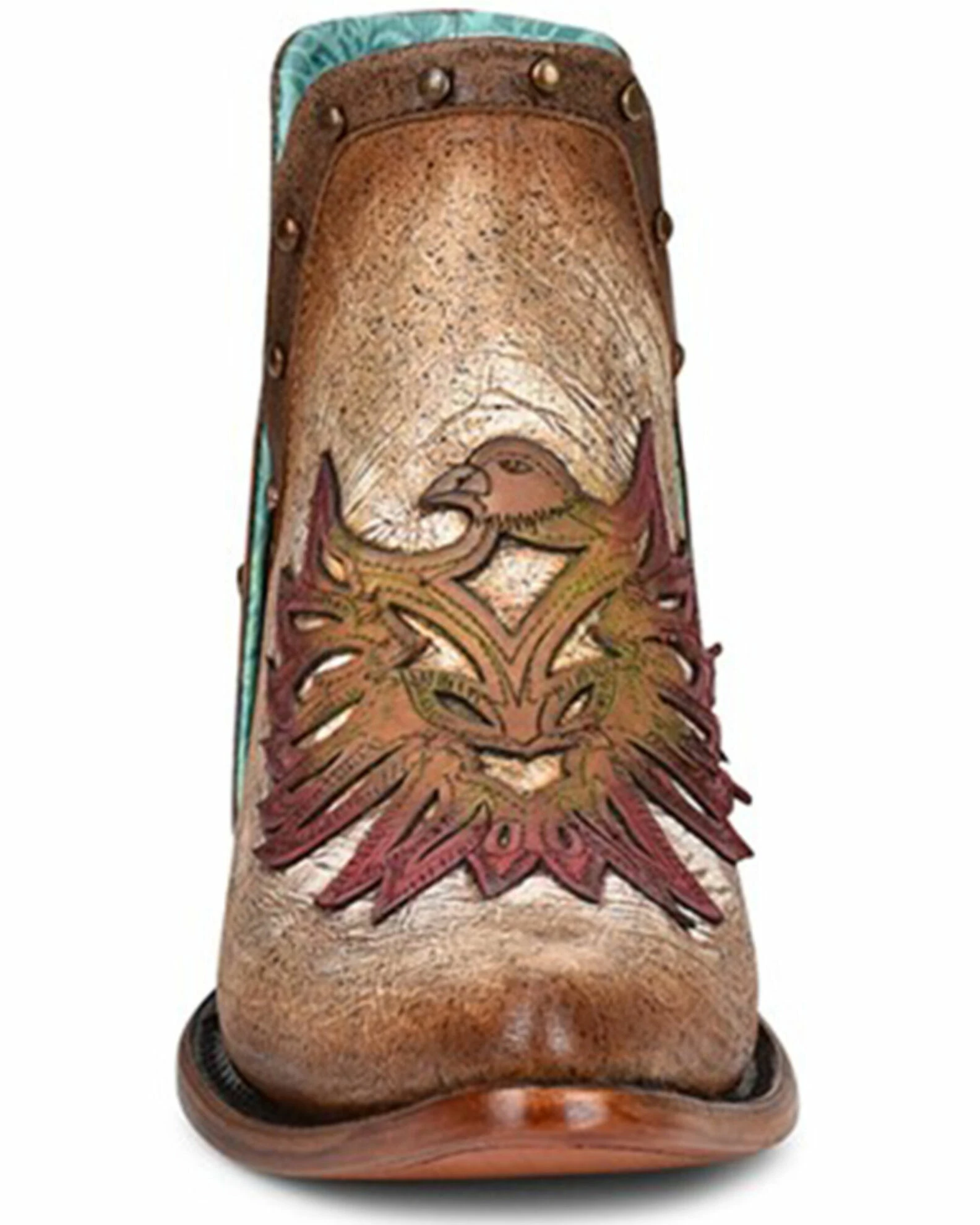 Corral Women's Tan Overlay & Studs Fashion Booties - Round Toe 5 Corral Women's Tan Overlay & Studs Fashion Booties - Round Toe - Image 3