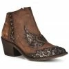 Corral Women's Brown Overlay & Studs Fashion Booties - Pointed Toe 1 Corral Women's Brown Overlay & Studs Fashion Booties - Pointed Toe -Corral Boots Shop 2000360118 200 P1