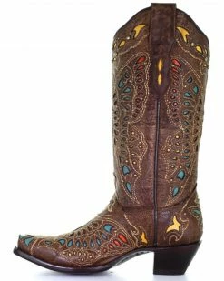 Corral Women's Butterfly Inlay & Embroidery Western Boots - Snip Toe 9 Corral Women's Butterfly Inlay & Embroidery Western Boots - Snip Toe -Corral Boots Shop 2000361028 200 P3