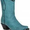 Corral Women's Turquoise Exotic Python Skin Western Boots - Snip Toe -Corral Boots Shop 2000361030 440 P1