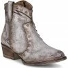 Corral Women's Gray Embroidery Fashion Booties - Round Toe White -Corral Boots Shop 2000361042 100 P1
