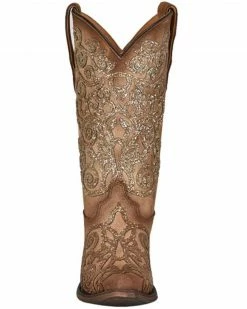 Corral Girls' Tan Glitter Embroidery Leather Western Boot - Snip Toe 8 Corral Girls' Tan Glitter Embroidery Leather Western Boot - Snip Toe -Corral Boots Shop 2000361090 280 P3