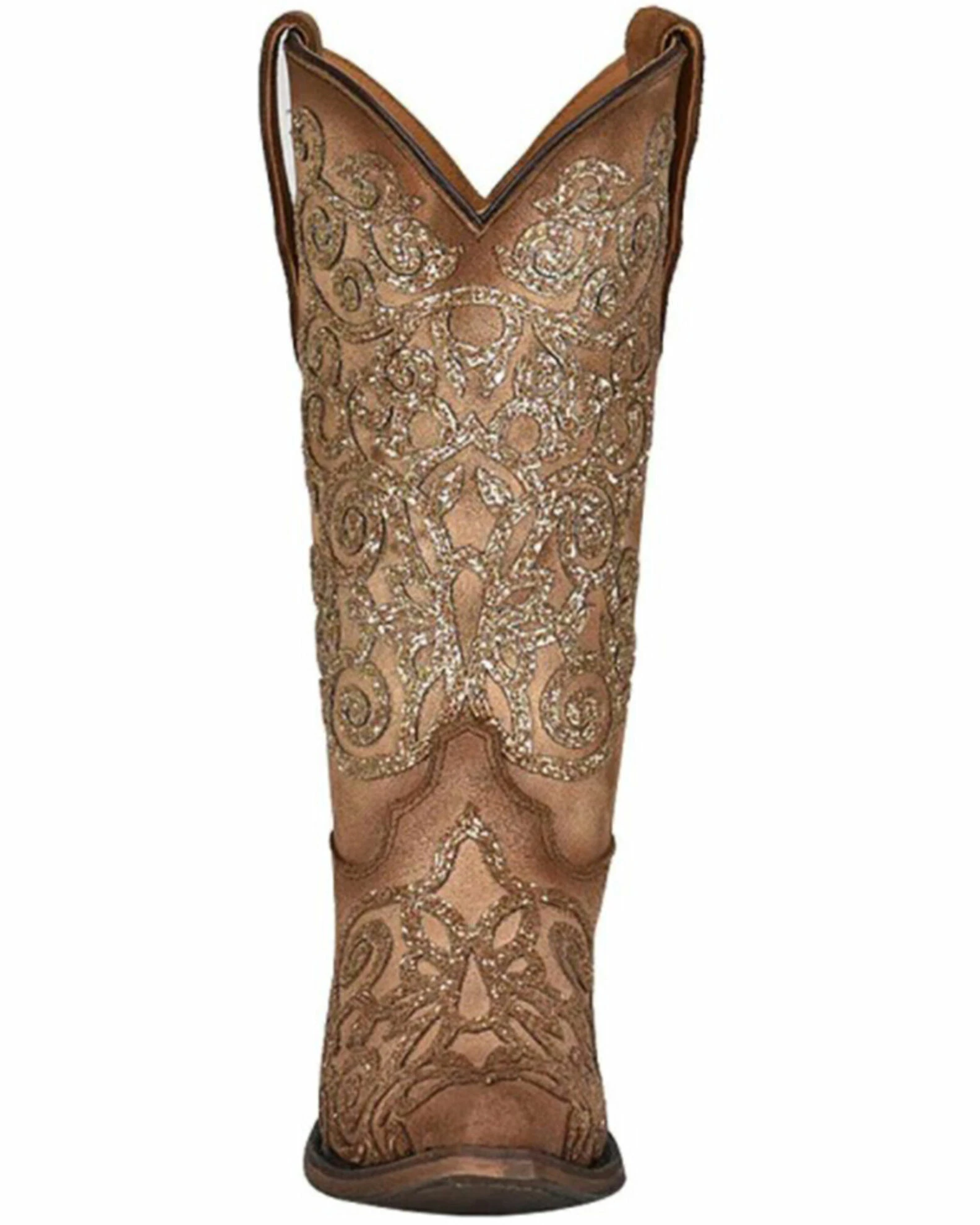 Corral Girls' Tan Glitter Embroidery Leather Western Boot - Snip Toe 5 Corral Girls' Tan Glitter Embroidery Leather Western Boot - Snip Toe - Image 3
