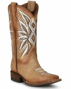 Corral Girls' Straw Embroidery Western Boots - Square Toe Tan -Corral Boots Shop 2000361091 280 P1 1
