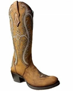 Corral Women's Shedron Embroidered & Studded Tall Western Boots - Round Toe