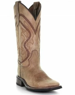 Corral Women's Saddle Tan Embroidered Leather Western Boot - Wide Square Toe