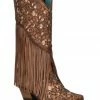 Corral Women's Honey Lamb Overlay Embroidered & Fringe Western Tall Boot - Snip Toe -Corral Boots Shop 2000370784 271 P1