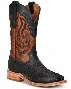 Corral Men's Caiman Print Embroidered Overlay Rodeo Western Boots - Wide Square Toe 