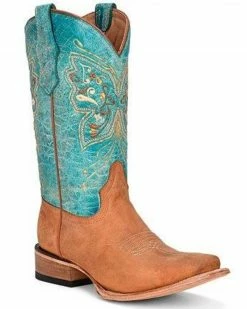 Corral Girls' Embroidered Butterfly Western Boots - Square Toe