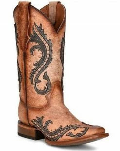 Corral Women's Burnout Contrast Stitch Tall Western Boots - Square Toe Grey